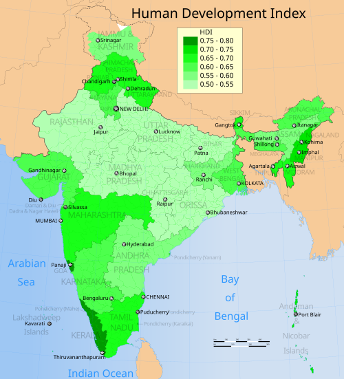 Indian states by HDI (2006)