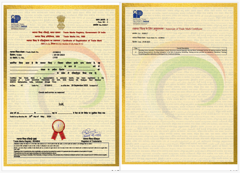 IoK® Registration Certificates